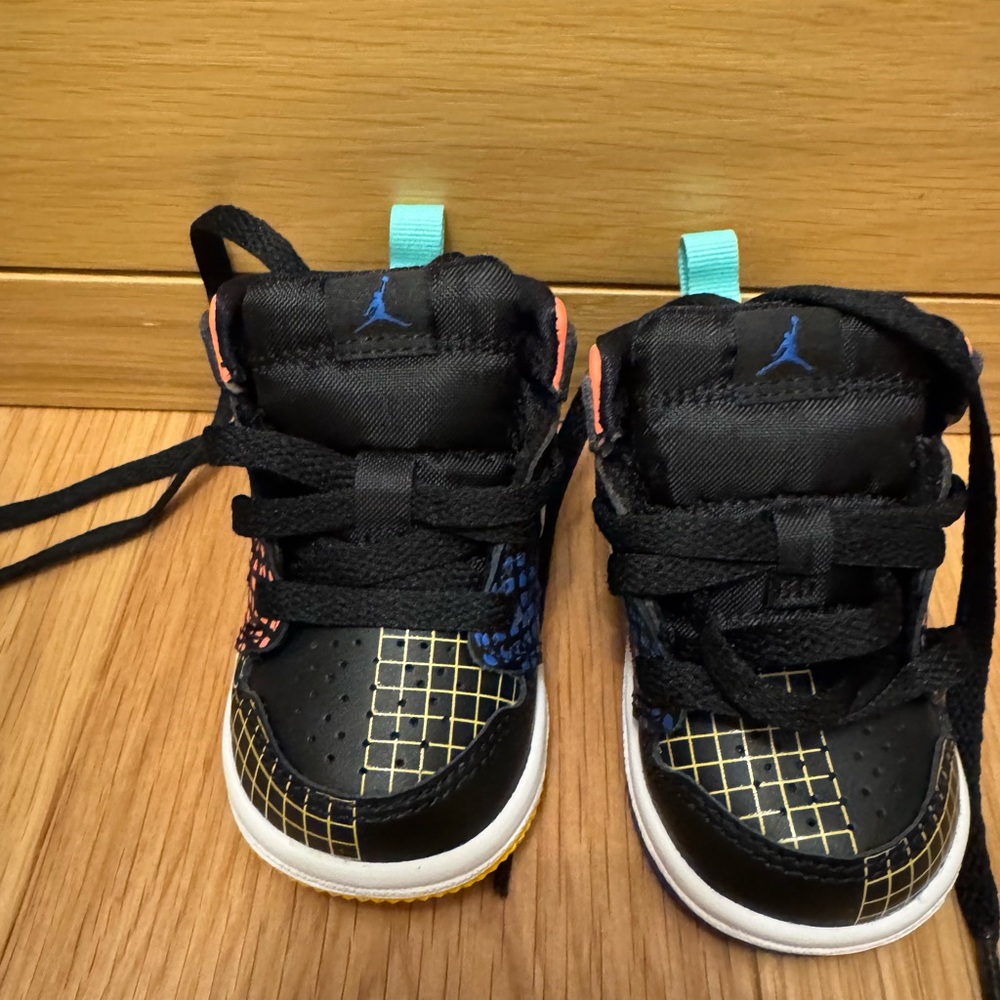 Jordan Kids Black and Blue Sneakers